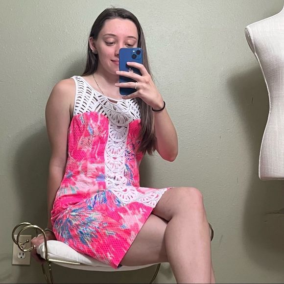 Lilly Pulitzer Dresses & Skirts - LILLY PULITZER Nala Pink Blue Floral White Lace sz. 4